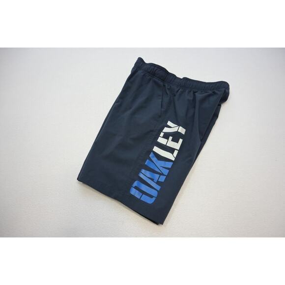 Oakley Gym Shorts Blue Athletic Performance Graphic With Pockets Mens Sz 33 - Picture 1 of 6